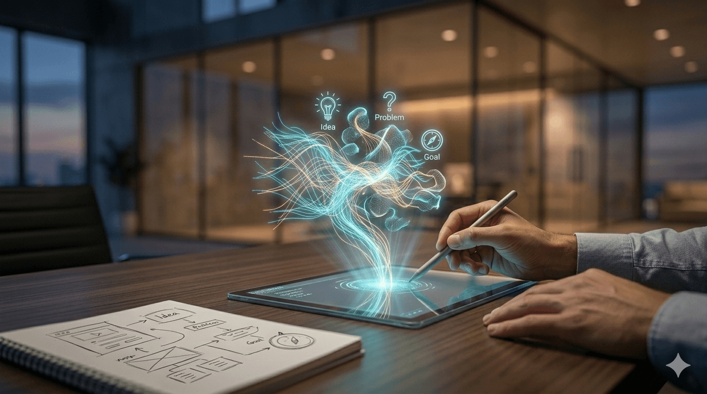 Visualising ideas, problems, and goals on a digital canvas